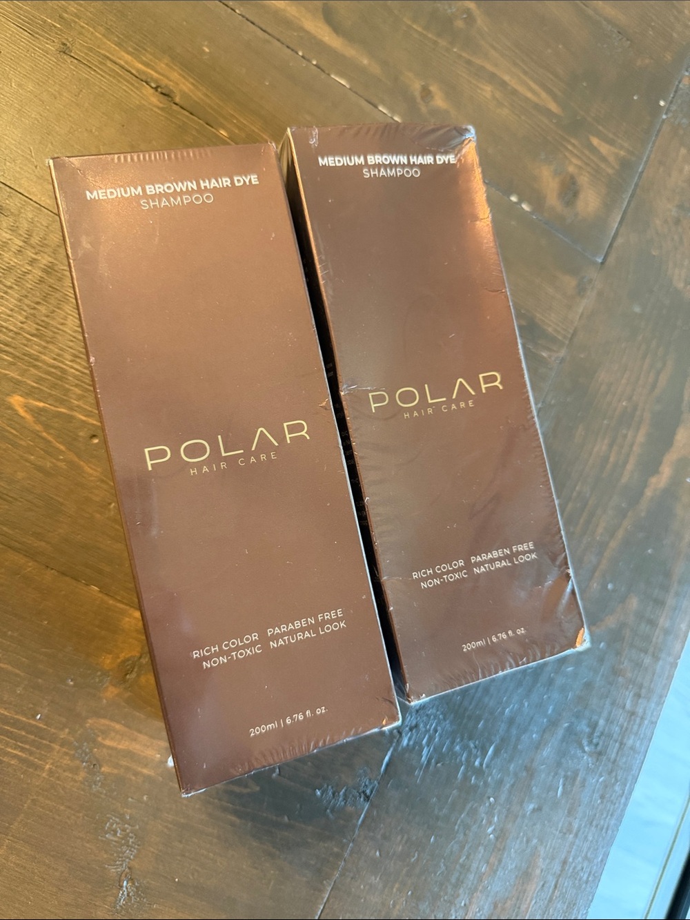 2 Polar Hair Care Medium Brown Hair Dye Shampoo New in Sealed Boxes
